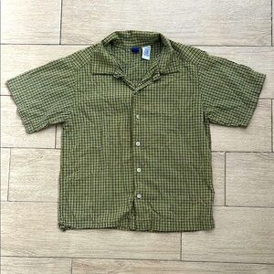 Gymboree Boys XXL 6-7 Green and Yellow Plaid Button Down Shirt Short Sleeve